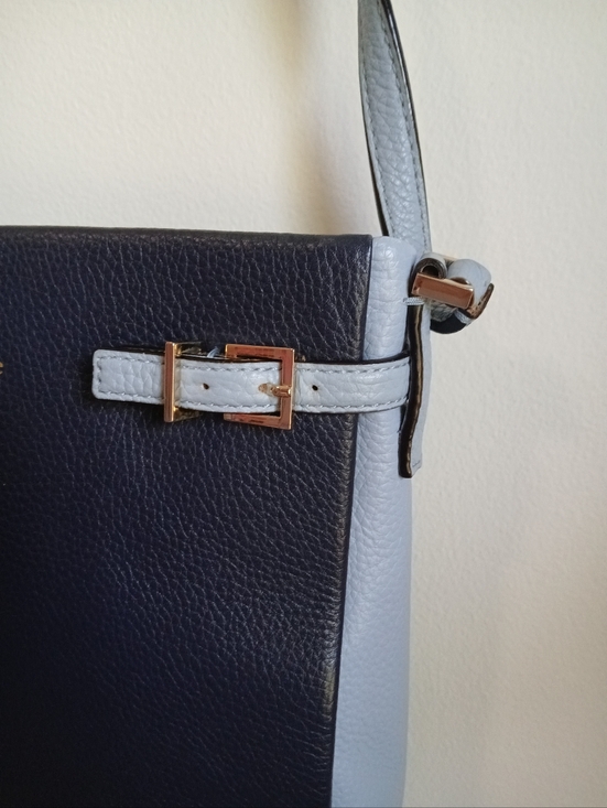 Kate Spade- Navy Blue/Light Blue-Two-toned-Pebbled Leather-Crossbody Bag - Picture 13 of 15